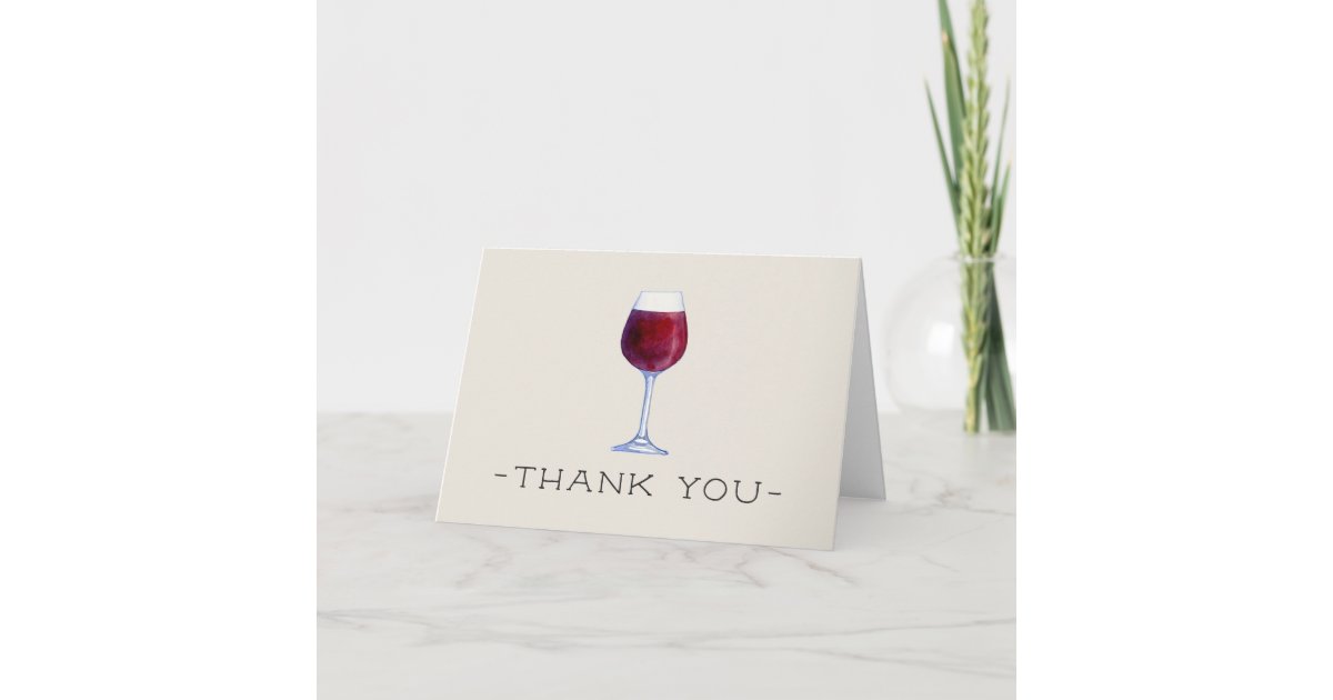 Watercolor Wine Thank You Cards Personalized | Zazzle