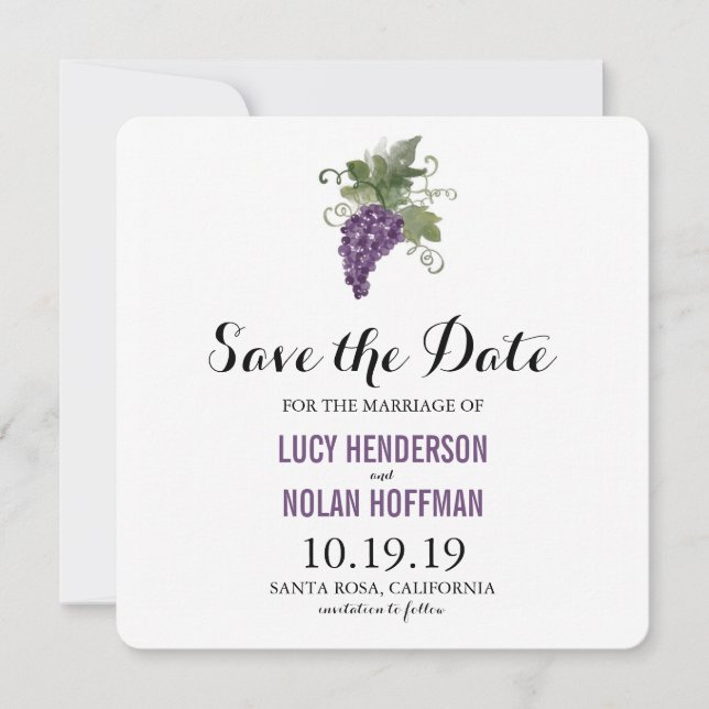 Watercolor Wine Vineyard | Save the Date (Front)
