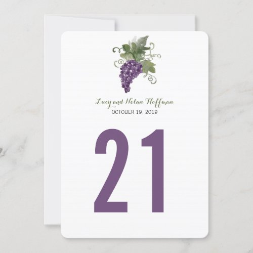 Watercolor Wine Vineyard  Table Number