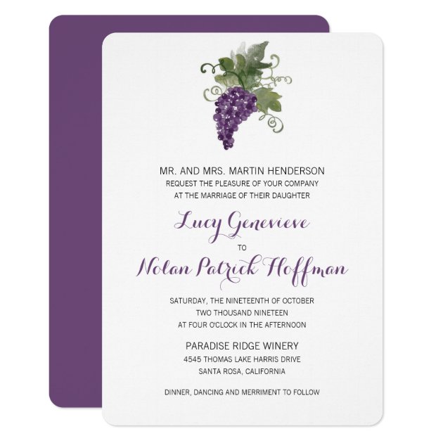 Watercolor Wine Vineyard | Wedding Invitation