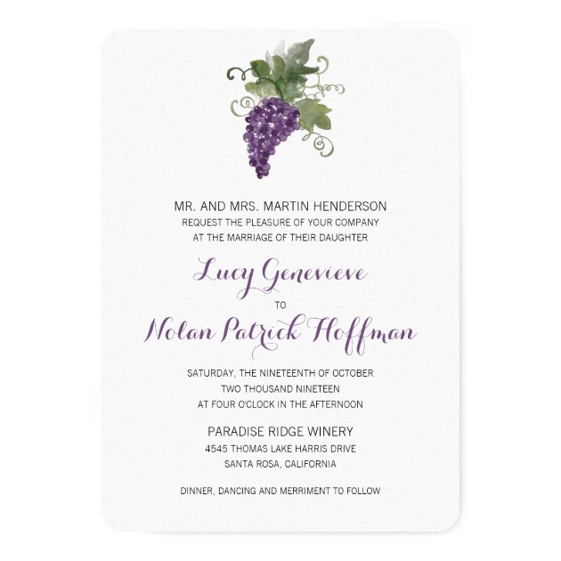 Watercolor Wine Vineyard | Wedding Invitation