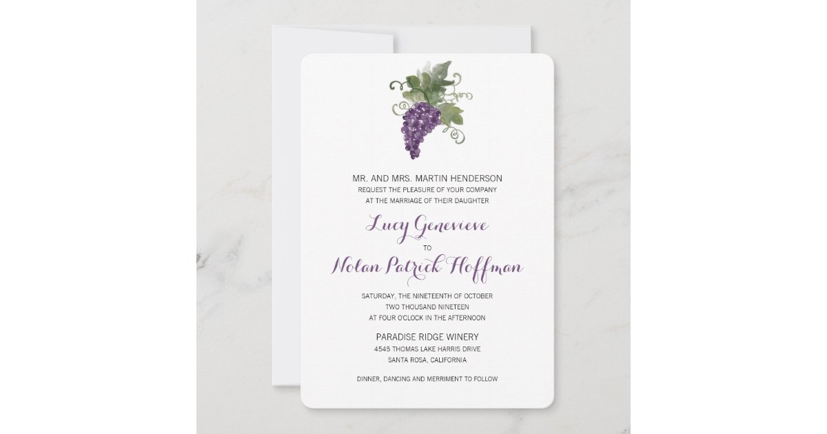 Watercolor Wine Vineyard | Wedding Invitation | Zazzle