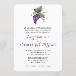 Watercolor Wine Vineyard Wedding Invitation