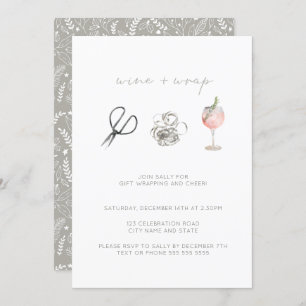 Watercolor Wine & Wrap Christmas Holiday Party Invitation