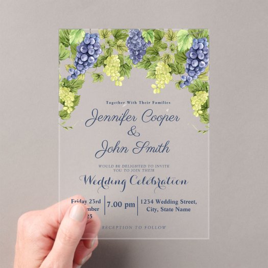 Watercolor Winery Grape Vines Vineyard Wedding