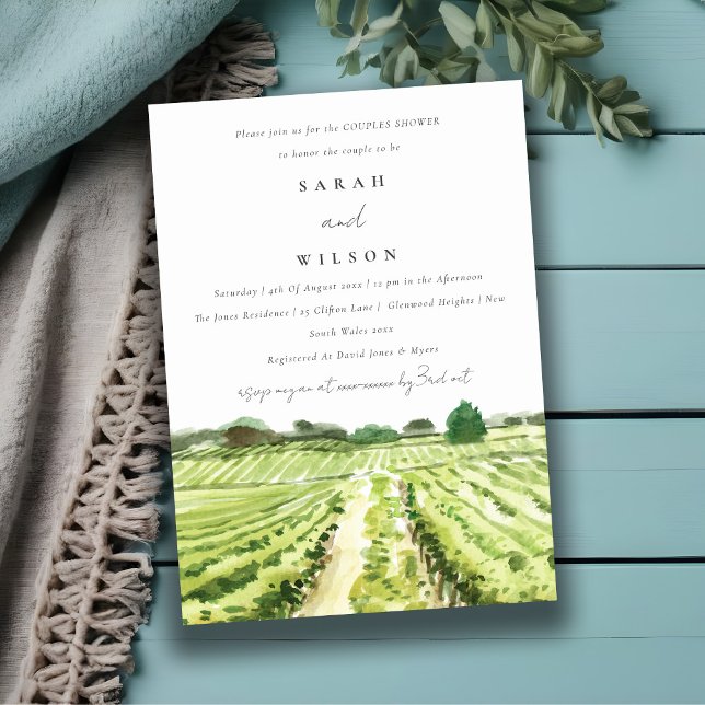 Watercolor Winery Vineyard Couples Shower Invite (Creator Uploaded)