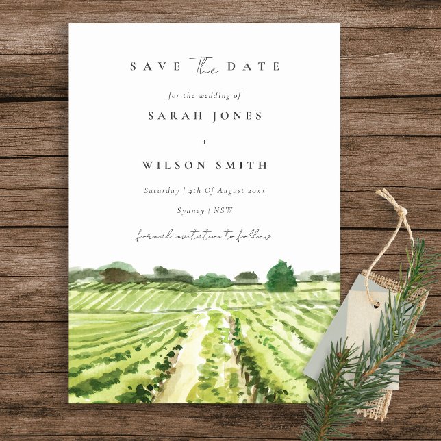 Watercolor Winery Vineyard Save The Date Card (Creator Uploaded)