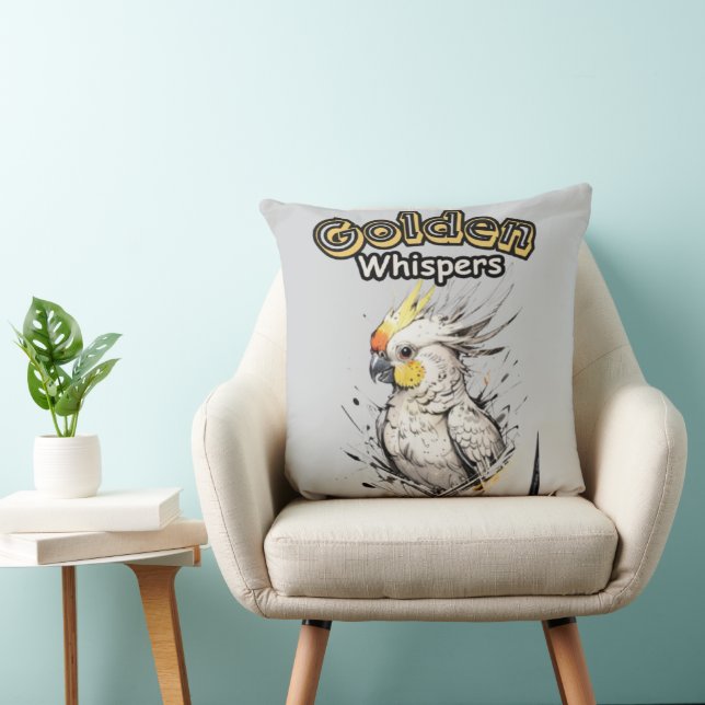 Watercolor Wings | Cockatiel in Flight Throw Pillow (Chair)
