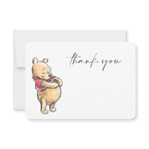 Watercolor Winnie the Pooh Baby Shower Thank You Invitation
