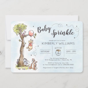 Watercolor Winnie the Pooh   Baby Sprinkle Invitation