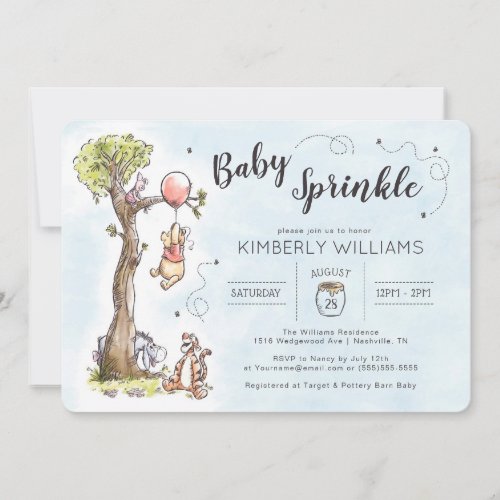 Watercolor Winnie the Pooh  Baby Sprinkle Invitation