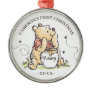 Watercolor Winnie the Pooh | Baby's First Cristmas Metal Ornament