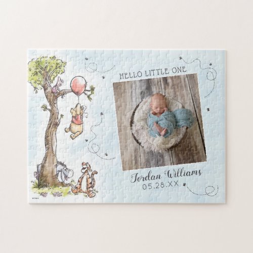 Watercolor Winnie the Pooh Birth Announcement Jigsaw Puzzle