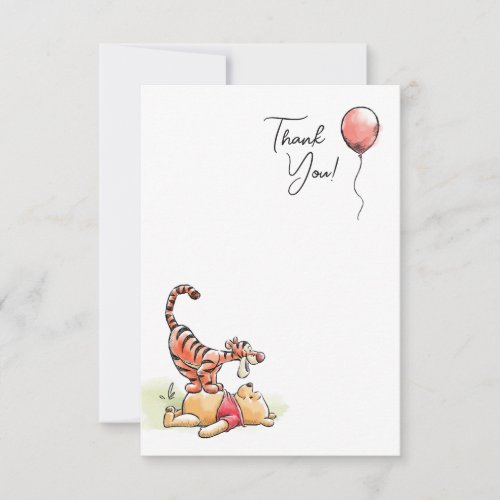 Watercolor Winnie the Pooh  Birthday Thank You Card