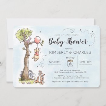 Watercolor Winnie The Pooh | Couples Baby Shower Invitation by winniethepooh at Zazzle