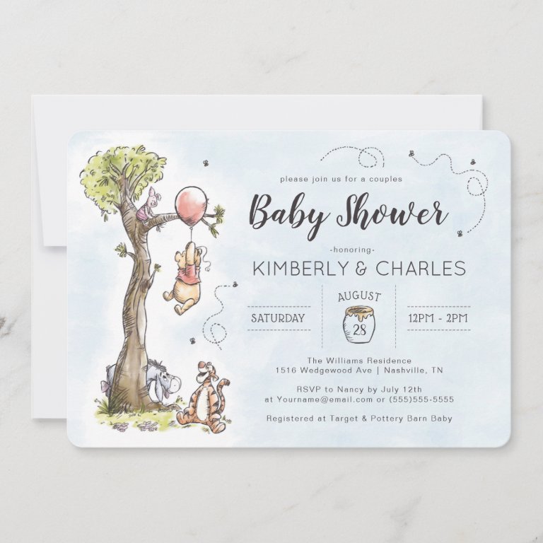 Watercolor Winnie the Pooh | Couples Baby Shower                    Invitation