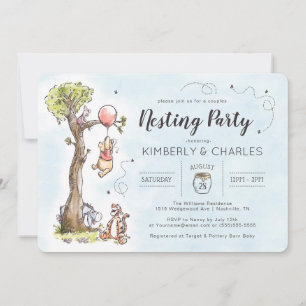 Watercolor Winnie the Pooh Couples Nesting Party Invitation
