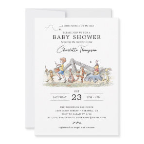 Watercolor Winnie the Pooh & Pals Baby Shower Invitation
