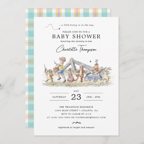 Watercolor Winnie the Pooh  Pals Baby Shower Invitation