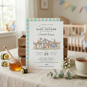 Watercolor Winnie the Pooh & Pals Baby Shower Invitation