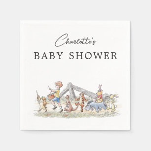 Watercolor Winnie the Pooh & Pals Baby Shower Napkins