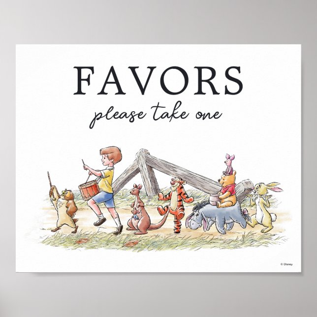 Watercolor Winnie the Pooh & Pals Baby Shower Poster (Front)