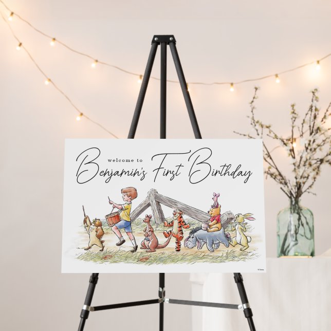 Watercolor Winnie the Pooh & Pals Birthday Foam Board (In Situ (Stand))