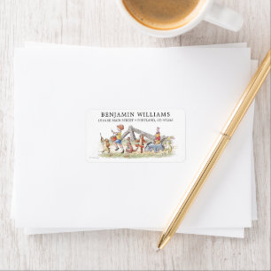 Watercolor Winnie the Pooh & Pals Birthday Label