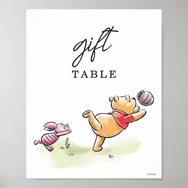 Watercolor Winnie the Pooh & Pals Birthday Poster (Front)