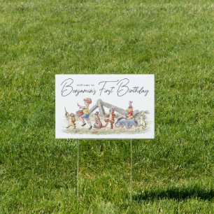 Watercolor Winnie the Pooh & Pals Birthday Sign