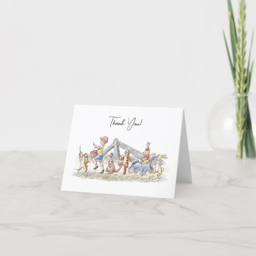 Watercolor Winnie the Pooh  Pals First Birthday Thank You Card