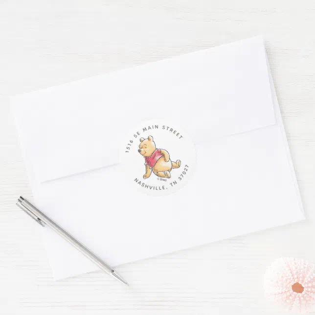 Watercolor Winnie the Pooh Picnic Baby Shower Classic Round Sticker