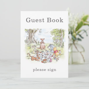 Watercolor Winnie the Pooh Picnic Baby Shower Invitation