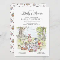 Watercolor Winnie the Pooh Picnic Baby Shower Invitation Zazzle