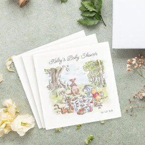 Watercolor Winnie the Pooh Picnic Baby Shower Napkins