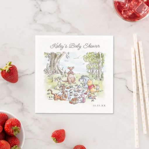 Watercolor Winnie the Pooh Picnic Baby Shower Napkins Zazzle