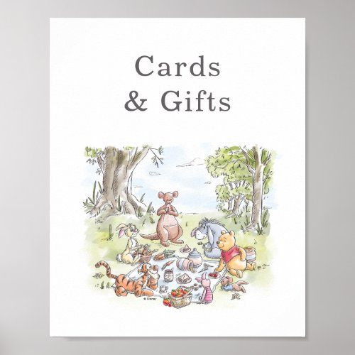 Watercolor Winnie the Pooh Picnic Baby Shower Poster