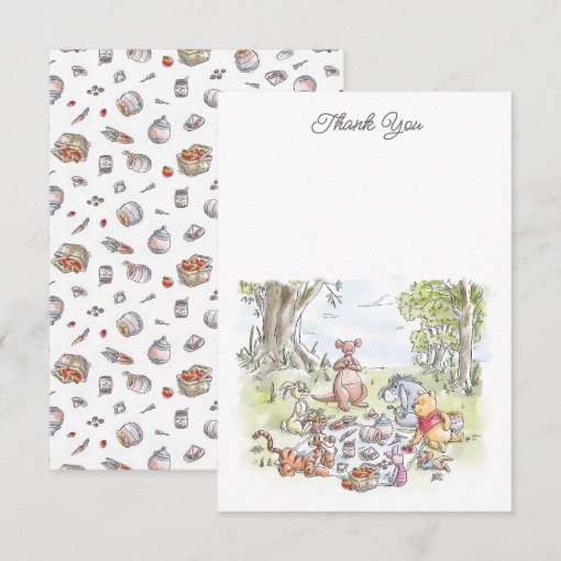 Watercolor Winnie the Pooh Picnic Baby Shower Thank You Card Zazzle