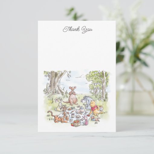 Watercolor Winnie the Pooh Picnic Baby Shower Thank You Card Zazzle