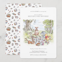 Watercolor Winnie the Pooh Picnic First Birthday