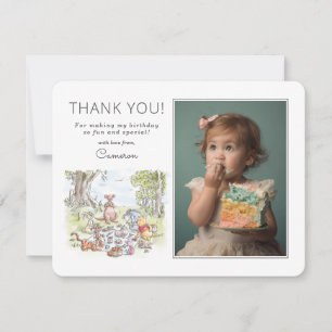 Watercolor Winnie the Pooh Picnic First Birthday Thank You Card