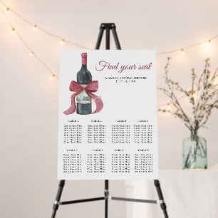 Watercolor Wino before Vows Wedding seating chart Foam Board