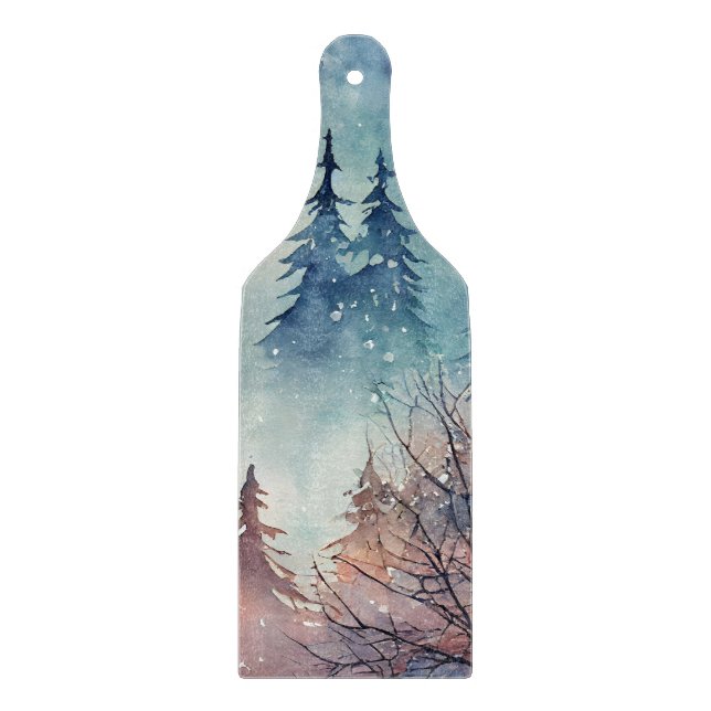 Watercolor Winter Art Cutting Board (Front)