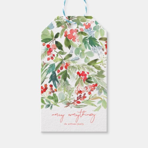Watercolor Winter Berries and Greenery Gift Tags