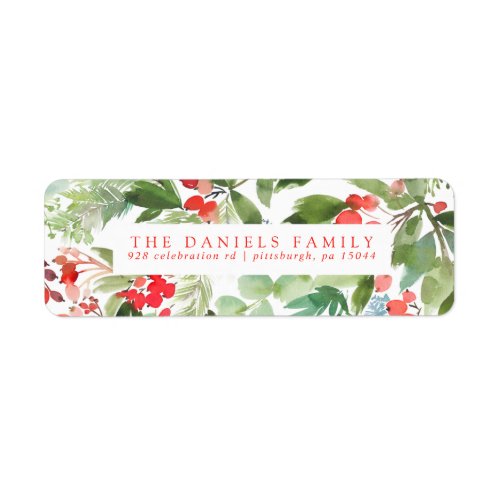 Watercolor Winter Berries and Greenery Label