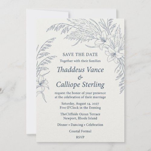 Watercolor Winter Birch & Pine Wedding Invitation