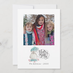 Watercolor Winter Bird Christmas photo Card