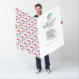 Watercolor Winter Bird Christmas photo Card