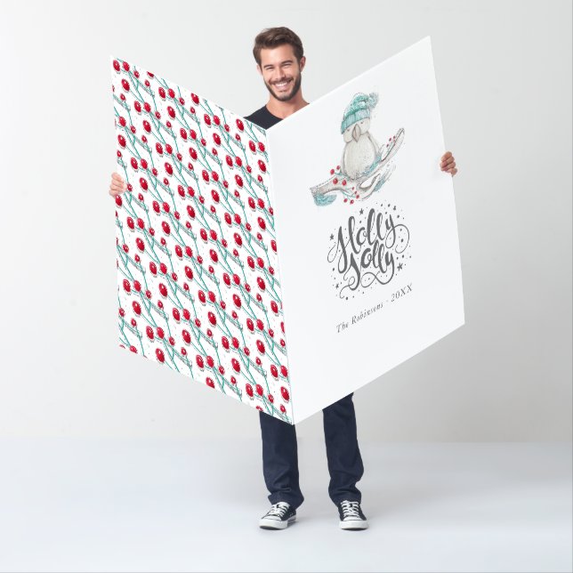 Watercolor Winter Bird Christmas photo Card (In Situ)