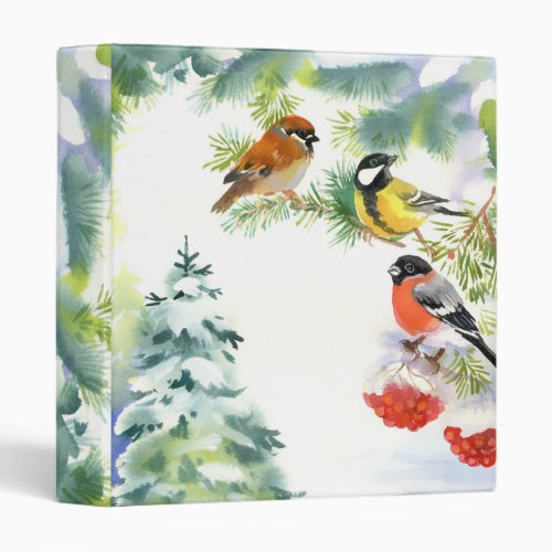 Watercolor Winter Birds Binder